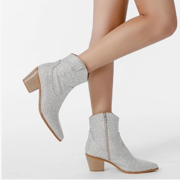 💙NWOT Rhinestone Booties for Women LSparkly Cowgirl Boots - Picture 3 of 4